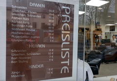 Prices in Munich in Germany for services, Prices at the hairdresser